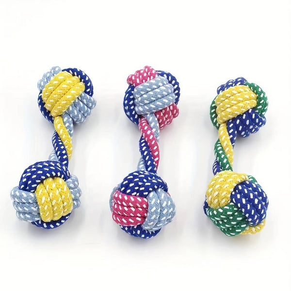 Durable Braided Barbell Pet Toy for Small and Medium Dogs