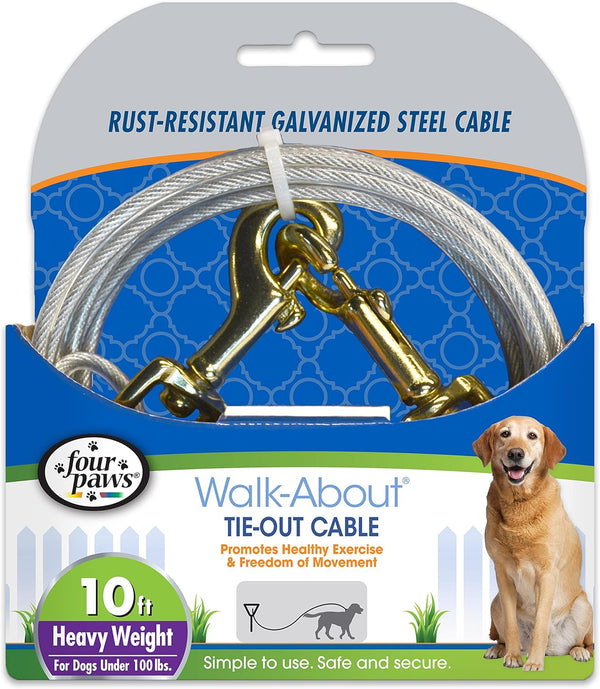 Four Paws Heavy Weight Tie Out Cable Silver 10 Feet