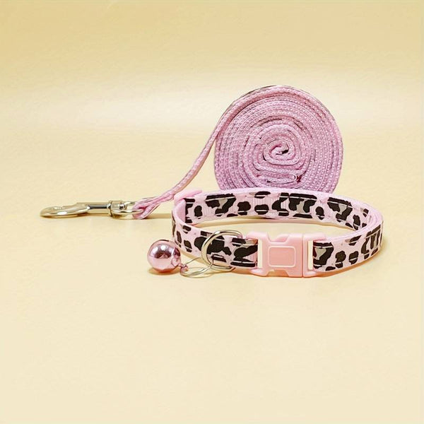 Leopard Pet Collar And Leash