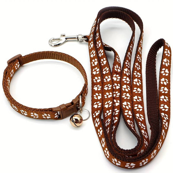 Dog Paw Print Collar & Leash Bundle