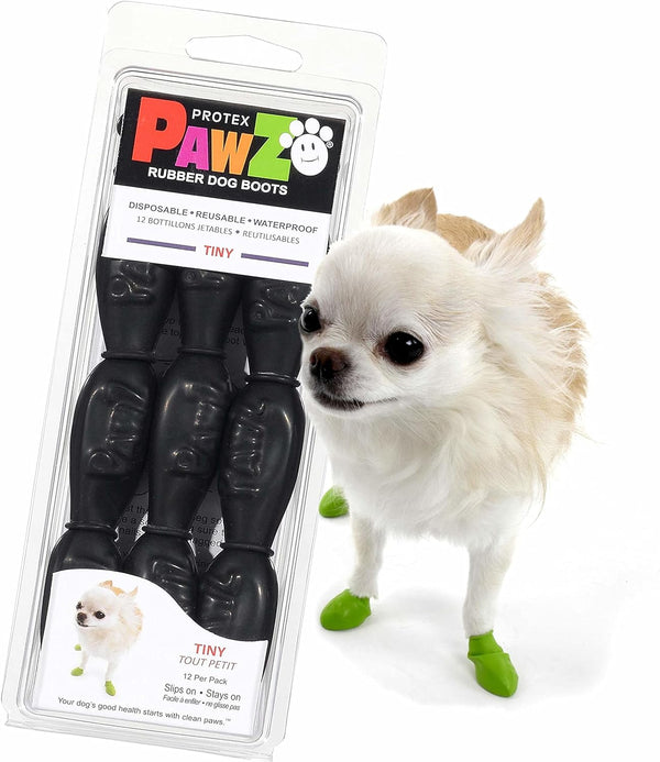 PawZ Rubber Dog Boots for Paws up to 1", 12 Pack