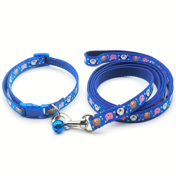 Cartoon Print Dog Collar And Leash