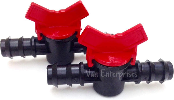 Van Enterprises 2PK of 1/2" ID Ball Valve Hose Barb Connectors for Drip Irrigation Hoses and Aquariums