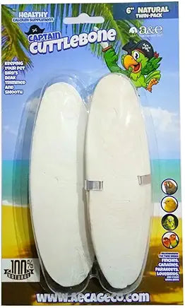 A&E Cage Natural Cuttlebone 6" Twin Blister Pack