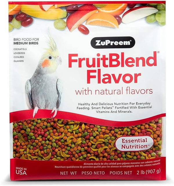 Sabor ZuPreem FruitBlend com sabores naturais Alimento diário médio para pássaros 