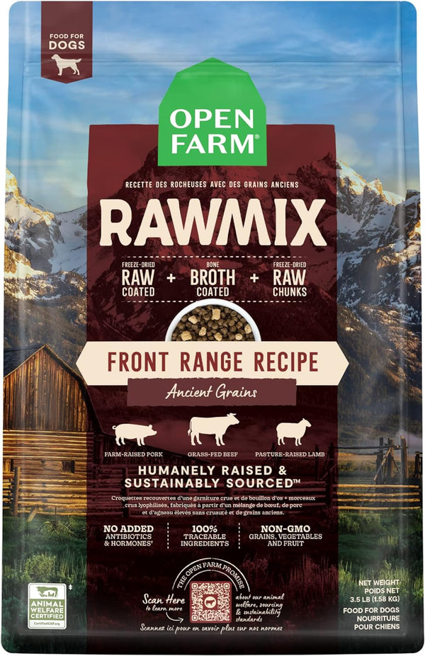 Open Farm RawMix Ancient Grains Front Range Recipe for Dogs, Includes Kibble, Bone Broth, and Freeze Dried Raw, Inspired by The Wild, Humanely Raised Protein and Non-GMO Fruits and Veggies