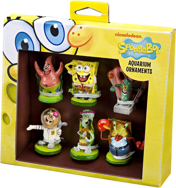 Conjunto de presente de 6 peças de resina Penn Plax Bob Esponja Mini 