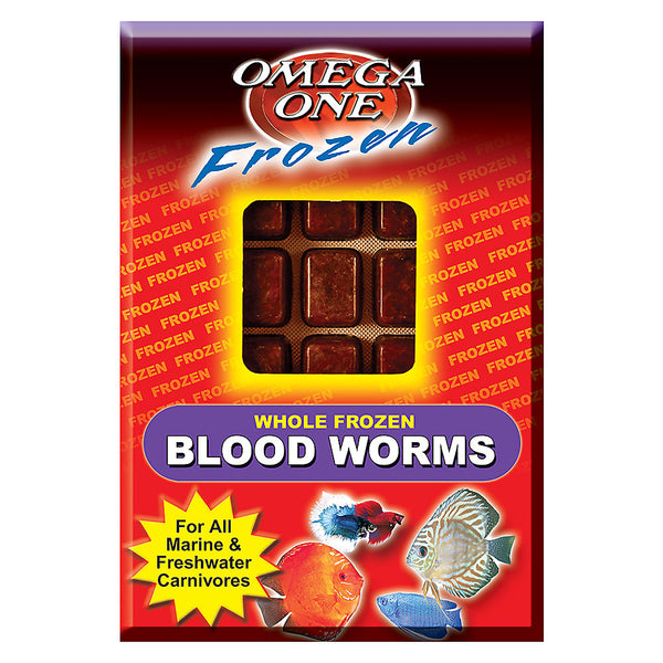 Cubos de vermes de sangue inteiro congelado Omega One 3,5 onças
