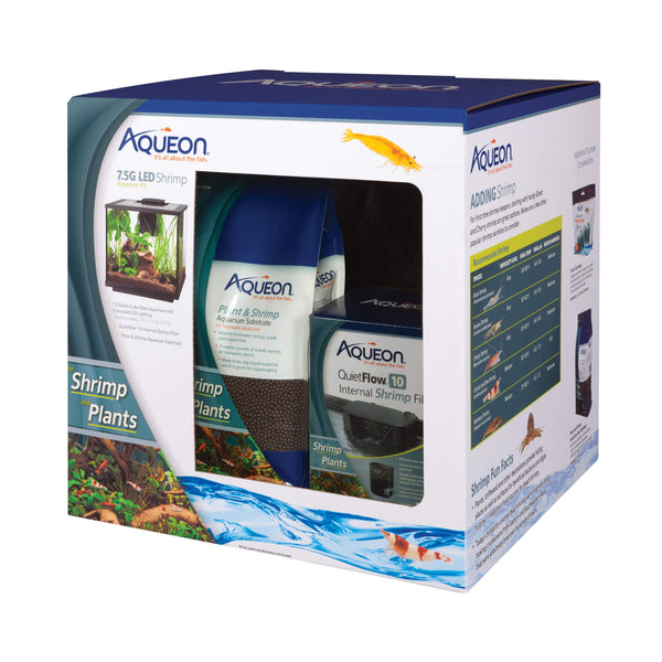 Aqueon 7.5 Gallon Cube Glass Aquarium Led Shrimp Kit