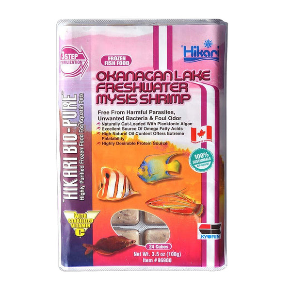 Cubos congelados de camarão Mysis de água doce Hikari Bio Pure Okanagan Lake 3,5 onças