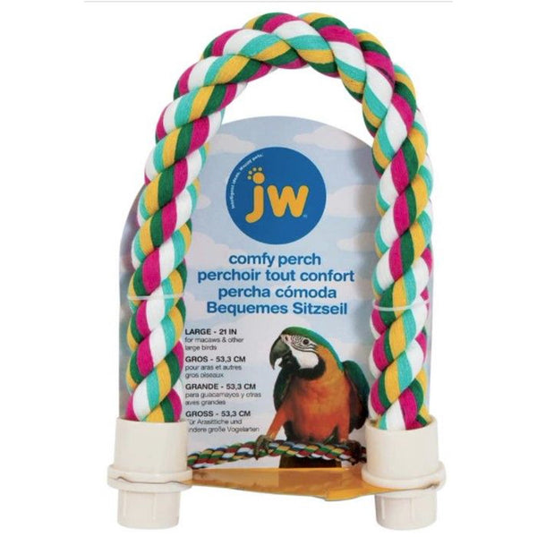 JW Pet Percha de cuerda cómoda y flexible multicolor para pájaros