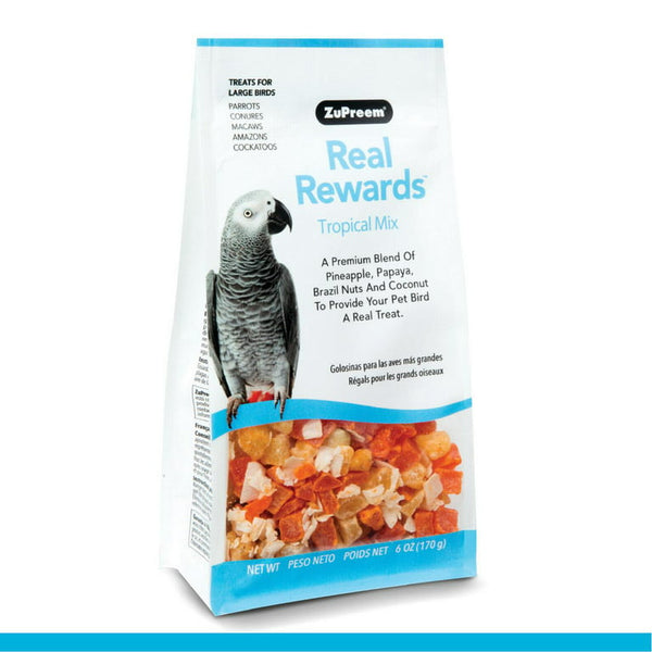 ZuPreem Real Rewards Tropical Mix Parrot &amp; Conure Bird Treats, saco de 6 onças