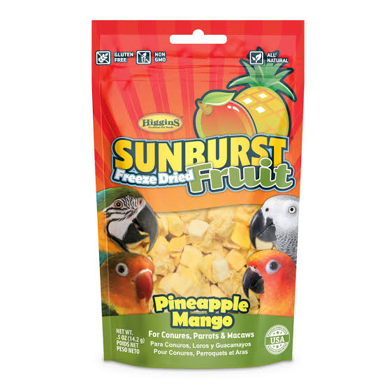 Higgins Sunburst Fruta liofilizada Piña Mango para pájaros 0.5 oz