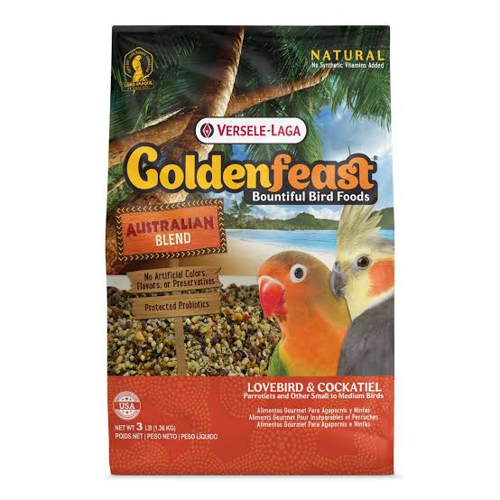 Goldenfeast Mezcla australiana Alimento para pájaros Agapornis, cacatúas y loros 3 libras