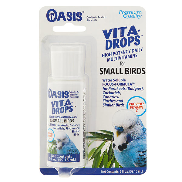 Oasis® Vita-Drops™ Multivitaminas diarias de alta potencia para pájaros pequeños