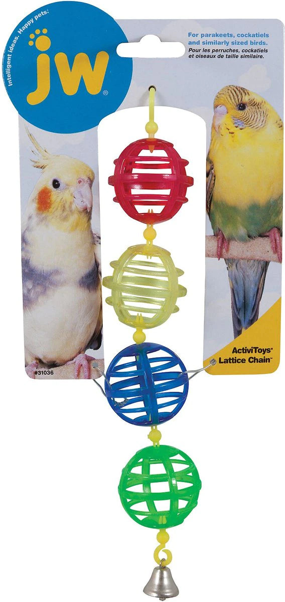 Brinquedo de corrente treliçada JW Pet Activitoy Birdie, pequeno/médio 