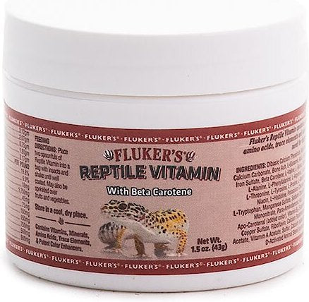 Vitamina para répteis da Fluker com suplemento para répteis de beta-caroteno 